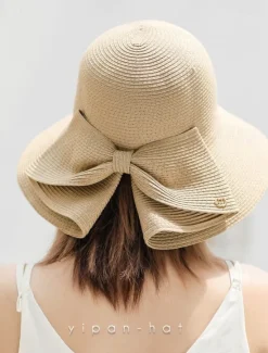 Hot Women's Hat Straw Hat Sun Hat Portable Sun Protection Breathable Street Daily Weekend Bow Pure Color Women Hats