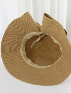 Hot Women's Hat Straw Hat Sun Hat Portable Sun Protection Breathable Street Daily Weekend Bow Pure Color Women Hats