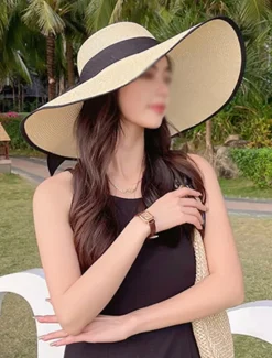 Hot Women's Hat Straw Hat Sun Hat Portable Sun Protection Breathable Street Daily Weekend Bow Pure Color Women Hats