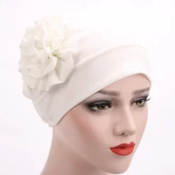 Outlet Women's Hats Spring Summer Plain Color Floral Beanie Hat Muslim Stretch Turban Hat Cap Hair Loss Headwear Hijab Cap Women Hats