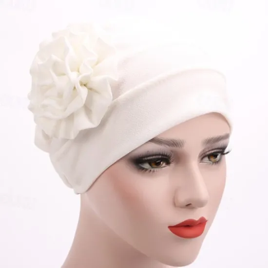 Outlet Women's Hats Spring Summer Plain Color Floral Beanie Hat Muslim Stretch Turban Hat Cap Hair Loss Headwear Hijab Cap Women Hats
