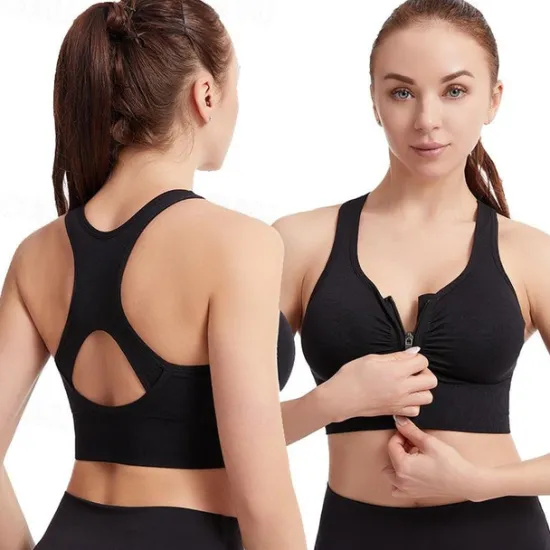 Sale Women's High Support Sports Bra Running Bra Seamless Racerback Bra Top Padded Yoga Fitness Gym Workout Breathable Wearproof Soft Spandex Bean Paste Black Pink Solid Colored Home Outfits Women Lingerie