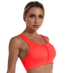 Women's High Support Sports Bra Running Bra Wirefree Zip Front Bra Top Padded Yoga Gym Workout Running High Impact Breathable Quick Dry Spandex Black Blue Purple Solid Colored Home Outfits Women Lingerie