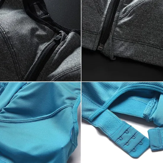 Women's High Support Sports Bra Running Bra Wirefree Zip Front Bra Top Padded Yoga Gym Workout Running High Impact Breathable Quick Dry Spandex Black Blue Purple Solid Colored Home Outfits Women Lingerie