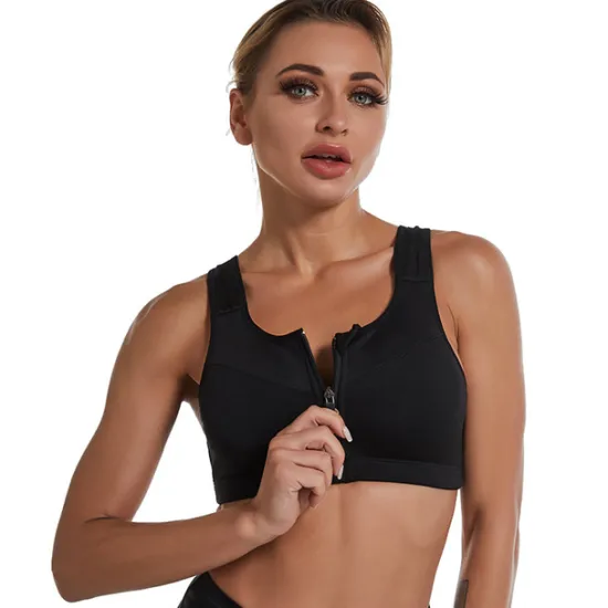 Women's High Support Sports Bra Running Bra Wirefree Zip Front Bra Top Padded Yoga Gym Workout Running High Impact Breathable Quick Dry Spandex Black Blue Purple Solid Colored Home Outfits Women Lingerie