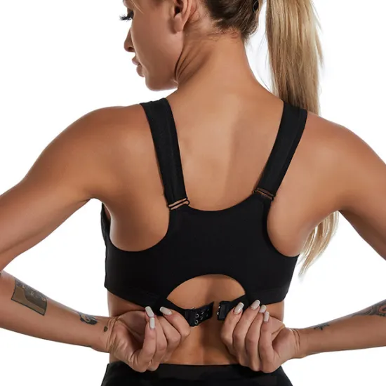 Women's High Support Sports Bra Running Bra Wirefree Zip Front Bra Top Padded Yoga Gym Workout Running High Impact Breathable Quick Dry Spandex Black Blue Purple Solid Colored Home Outfits Women Lingerie