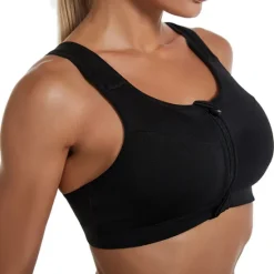 Women's High Support Sports Bra Running Bra Wirefree Zip Front Bra Top Padded Yoga Gym Workout Running High Impact Breathable Quick Dry Spandex Black Blue Purple Solid Colored Home Outfits Women Lingerie