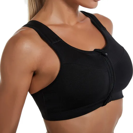 Women's High Support Sports Bra Running Bra Wirefree Zip Front Bra Top Padded Yoga Gym Workout Running High Impact Breathable Quick Dry Spandex Black Blue Purple Solid Colored Home Outfits Women Lingerie