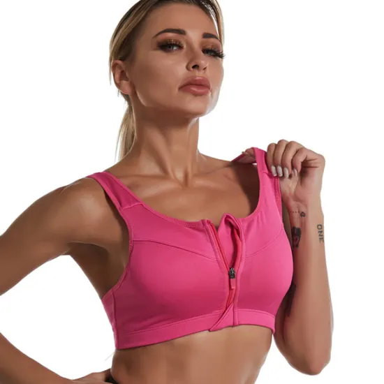 Women's High Support Sports Bra Running Bra Wirefree Zip Front Bra Top Padded Yoga Gym Workout Running High Impact Breathable Quick Dry Spandex Black Blue Purple Solid Colored Home Outfits Women Lingerie