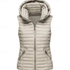 Discount Women's Hiking Vest Quilted Puffer Vest Sleeveless Outerwear Outdoor Thermal Warm Windproof Lightweight Winter Pocket Nylon Black White Red Hunting Fishing Camping / Hiking / Caving Women Puffers & Parka