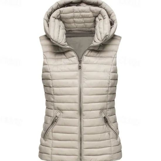 Discount Women's Hiking Vest Quilted Puffer Vest Sleeveless Outerwear Outdoor Thermal Warm Windproof Lightweight Winter Pocket Nylon Black White Red Hunting Fishing Camping / Hiking / Caving Women Puffers & Parka