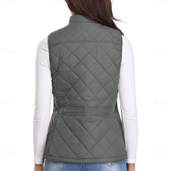 Best Women's Hiking Vest Sleeveless Top Outdoor Thermal Warm Quick Dry Zipper Pocket Soft Winter Zipper Pocket Sporty Dark Grey Black White Hunting Fishing Climbing Women Puffers & Parka