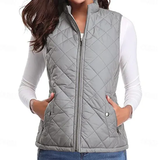 Best Women's Hiking Vest Sleeveless Top Outdoor Thermal Warm Quick Dry Zipper Pocket Soft Winter Zipper Pocket Sporty Dark Grey Black White Hunting Fishing Climbing Women Puffers & Parka