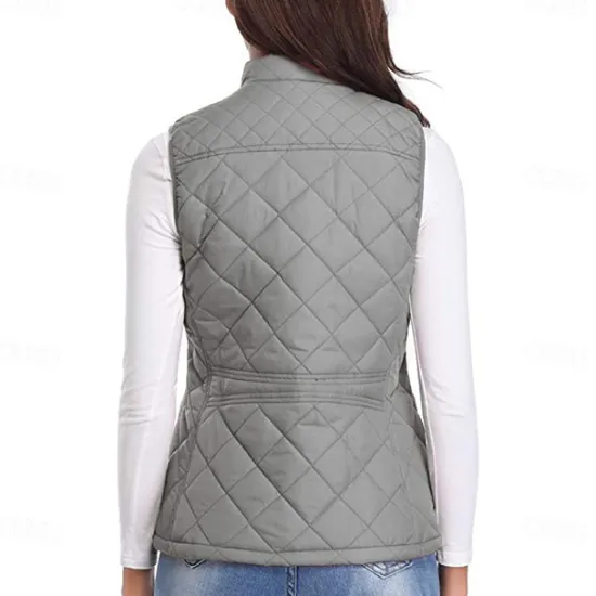 Best Women's Hiking Vest Sleeveless Top Outdoor Thermal Warm Quick Dry Zipper Pocket Soft Winter Zipper Pocket Sporty Dark Grey Black White Hunting Fishing Climbing Women Puffers & Parka
