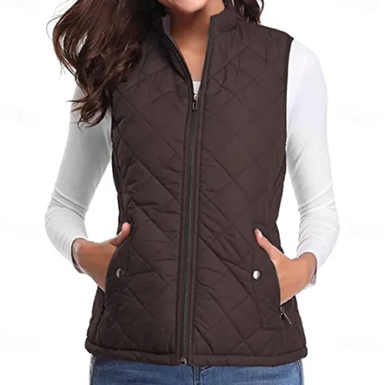 Best Women's Hiking Vest Sleeveless Top Outdoor Thermal Warm Quick Dry Zipper Pocket Soft Winter Zipper Pocket Sporty Dark Grey Black White Hunting Fishing Climbing Women Puffers & Parka