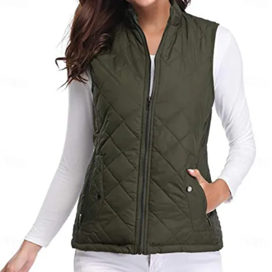 Best Women's Hiking Vest Sleeveless Top Outdoor Thermal Warm Quick Dry Zipper Pocket Soft Winter Zipper Pocket Sporty Dark Grey Black White Hunting Fishing Climbing Women Puffers & Parka