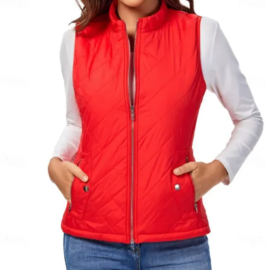 Best Women's Hiking Vest Sleeveless Top Outdoor Thermal Warm Quick Dry Zipper Pocket Soft Winter Zipper Pocket Sporty Dark Grey Black White Hunting Fishing Climbing Women Puffers & Parka