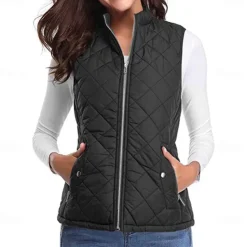 Best Women's Hiking Vest Sleeveless Top Outdoor Thermal Warm Quick Dry Zipper Pocket Soft Winter Zipper Pocket Sporty Dark Grey Black White Hunting Fishing Climbing Women Puffers & Parka