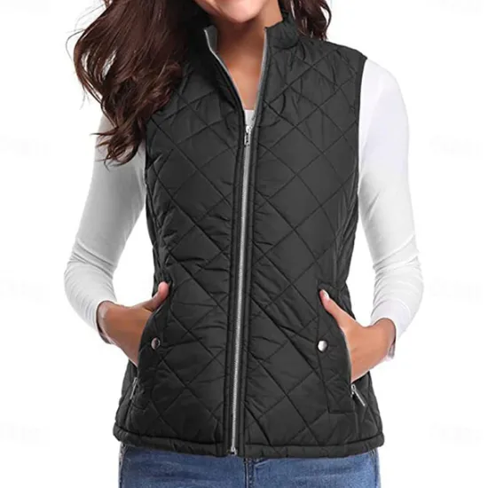 Best Women's Hiking Vest Sleeveless Top Outdoor Thermal Warm Quick Dry Zipper Pocket Soft Winter Zipper Pocket Sporty Dark Grey Black White Hunting Fishing Climbing Women Puffers & Parka