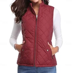 Best Women's Hiking Vest Sleeveless Top Outdoor Thermal Warm Quick Dry Zipper Pocket Soft Winter Zipper Pocket Sporty Dark Grey Black White Hunting Fishing Climbing Women Puffers & Parka