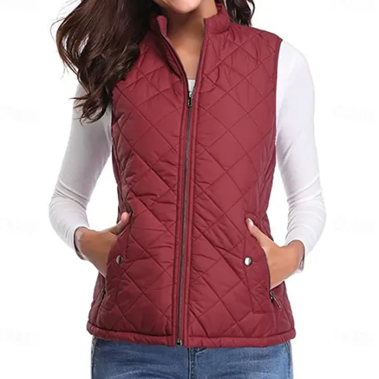 Best Women's Hiking Vest Sleeveless Top Outdoor Thermal Warm Quick Dry Zipper Pocket Soft Winter Zipper Pocket Sporty Dark Grey Black White Hunting Fishing Climbing Women Puffers & Parka
