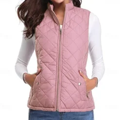 Best Women's Hiking Vest Sleeveless Top Outdoor Thermal Warm Quick Dry Zipper Pocket Soft Winter Zipper Pocket Sporty Dark Grey Black White Hunting Fishing Climbing Women Puffers & Parka