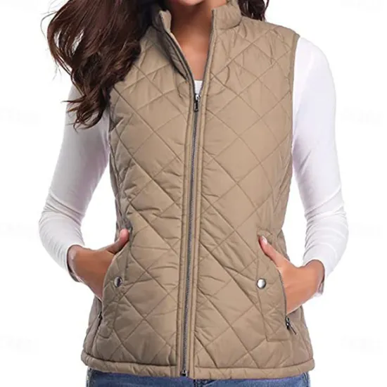 Best Women's Hiking Vest Sleeveless Top Outdoor Thermal Warm Quick Dry Zipper Pocket Soft Winter Zipper Pocket Sporty Dark Grey Black White Hunting Fishing Climbing Women Puffers & Parka