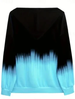 Outlet Women's Hooded Sweatshirt Jacket Long Sleeve Zip Up Hoodie With Pocket Lightweight Casual Oversized Geometric Vintage Sports Streetwear Drawstring Front Pocket Black Red Blue Fuchsia Fall Women Hoodies & Sweatshirts