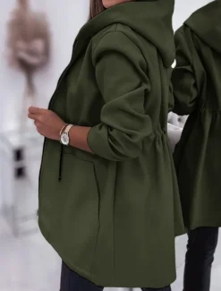 Discount Women's Hoodie Jacket Comfortable Breathable Zipper Pocket Fashion Casual Plain Vacation Street Casual Daily Wear Zipper Regular Hooded Regular Fit Long Sleeve Outerwear Black Army Green Beige Spring Women Coats & Trench Coats