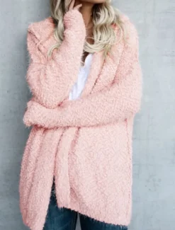 Discount Women's Hoodie Jacket Comfortable Breathable Zipper Pocket Casual Plain Vacation Street Casual Daily Wear Open Front Long Hooded Regular Fit Long Sleeve Outerwear Black White Pink Spring Fall Women Jackets|Coats & Trench Coats