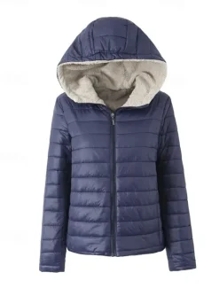Best Womens Hoodie Jacket Fleece Lapel short cotton-padded jacket Women Puffers & Parka