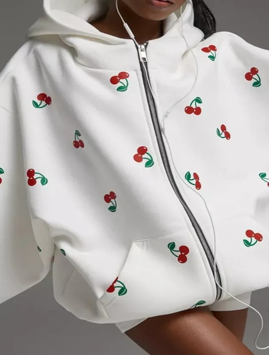 Hot Women's Hoodie Jacket Outdoor Street Daily Wear Fall Winter Regular Coat Regular Fit Thermal Warm Breathable Stylish Casual Jacket Long Sleeve Print with Pockets Print White Pink Women Jackets