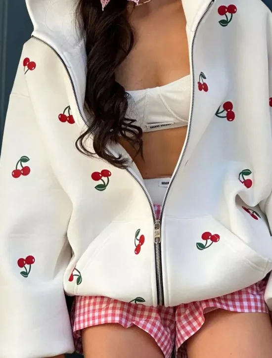 Hot Women's Hoodie Jacket Outdoor Street Daily Wear Fall Winter Regular Coat Regular Fit Thermal Warm Breathable Stylish Casual Jacket Long Sleeve Print with Pockets Print White Pink Women Jackets