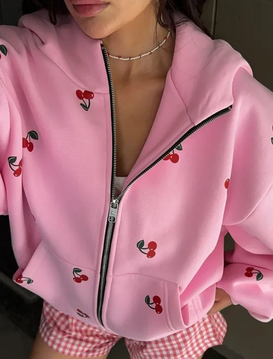 Hot Women's Hoodie Jacket Outdoor Street Daily Wear Fall Winter Regular Coat Regular Fit Thermal Warm Breathable Stylish Casual Jacket Long Sleeve Print with Pockets Print White Pink Women Jackets