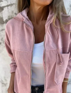 Clearance Women's Hoodie Jacket Outdoor Street Daily Wear Fall Winter Regular Coat Regular Fit Thermal Warm Breathable Stylish Casual Jacket Long Sleeve Plain with Pockets Full Zip Pink Navy Blue Beige Women Jackets