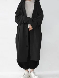 Discount Women's Hoodie Jacket Outdoor Street Daily Wear Fall Winter Maxi Coat Regular Fit Thermal Warm Breathable Stylish Casual Jacket Long Sleeve Plain with Pockets Black Red Apricot Women Jackets|Coats & Trench Coats