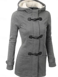 New Women's Hoodie Jacket Warm Breathable Pocket Casual Street Style Solid Color Vacation Street Daily Wear Going out Single Breasted Hoodie Regular Fit Long Sleeve Outerwear Black Light Grey Dark Grey Women Jackets|Coats & Trench Coats