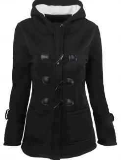 New Women's Hoodie Jacket Warm Breathable Pocket Casual Street Style Solid Color Vacation Street Daily Wear Going out Single Breasted Hoodie Regular Fit Long Sleeve Outerwear Black Light Grey Dark Grey Women Jackets|Coats & Trench Coats