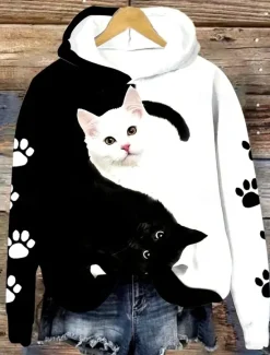 Online Women's Hoodie Pullover Sweatshirt Oversized Long Sleeve Casual Graphic Floral Animal Warm Active Hooded Regular Tops Street Dailywear Print Spring Fall Winter Women Women's Tops