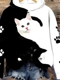 Online Women's Hoodie Pullover Sweatshirt Oversized Long Sleeve Casual Graphic Floral Animal Warm Active Hooded Regular Tops Street Dailywear Print Spring Fall Winter Women Women's Tops