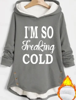 Outlet Women's Hoodie Sweatshirt Pullover Fleece Lined Warm Pajamas Warm Fuzzy Comfrt Sherpa Fleece Lined Letter Casual Sports Print Long Sleeve Black Dark Pink Red Blue Gray Fall & Winter Women Women's Tops|Hoodies & Sweatshirts