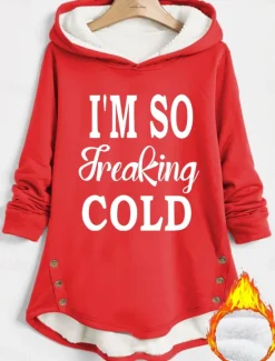 Outlet Women's Hoodie Sweatshirt Pullover Fleece Lined Warm Pajamas Warm Fuzzy Comfrt Sherpa Fleece Lined Letter Casual Sports Print Long Sleeve Black Dark Pink Red Blue Gray Fall & Winter Women Women's Tops|Hoodies & Sweatshirts