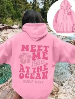 Best Women's Hoodie Sweatshirt Casual Letter Street Dailywear Hoodie Pocket Print Long Sleeve Pink Blue Gray Fall Winter Women Hoodies & Sweatshirts