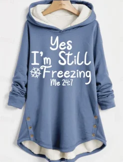 Hot Women's Hoodie Sweatshirt Pullover Fleece Lined Warm Pajamas Letter Street Dailywear Button Print Casual Long Sleeve Micro-elastic Fall Winter Comfrt Breathable Soft Fabric Women Hoodies & Sweatshirts