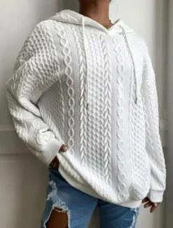 Best Women's Hoodie Sweatshirt Fashion Plain Work Dailywear Casual Hooded Patchwork Loose Fit Long Sleeve Black White Khaki Gray Fall Winter Women Hoodies & Sweatshirts