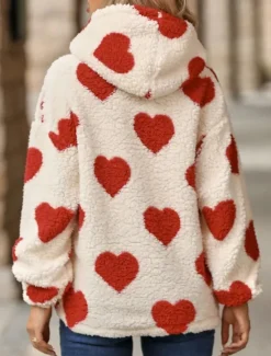 Online Women's Hoodie Sweatshirt Casual Heart Street Dailywear Hoodie Print Long Sleeve Black Red Khaki Fall Winter Women Hoodies & Sweatshirts