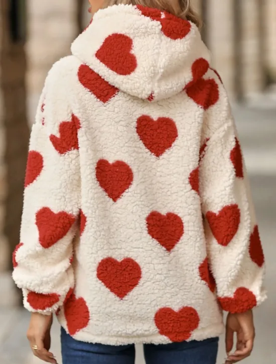 Online Women's Hoodie Sweatshirt Casual Heart Street Dailywear Hoodie Print Long Sleeve Black Red Khaki Fall Winter Women Hoodies & Sweatshirts
