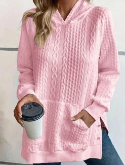 Online Women's Hoodie Sweatshirt Elegant Modern Plain Work Hooded Pocket Loose Fit Long Sleeve White Spring Fall Winter Women Hoodies & Sweatshirts