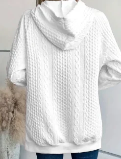 Online Women's Hoodie Sweatshirt Elegant Modern Plain Work Hooded Pocket Loose Fit Long Sleeve White Spring Fall Winter Women Hoodies & Sweatshirts