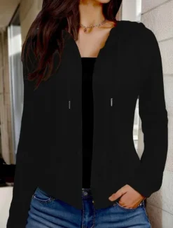 Best Women's Hoodie Sweatshirt Elegant Fashion Plain Work Dailywear Casual Hooded Long Sleeve Black White Fall Winter Women Hoodies & Sweatshirts